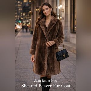 Luxury Vintage Sheared Beaver Fur Coat Jean Rouet Nice Brown  Elegant